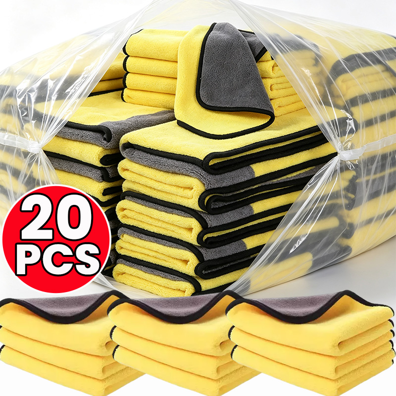 Microfiber Towel Detailing - 1/20枚入り 車用マイクロファイバークロス 両面クリーニングタオル 洗車乾燥布 吸水性オートディテーリングタオル