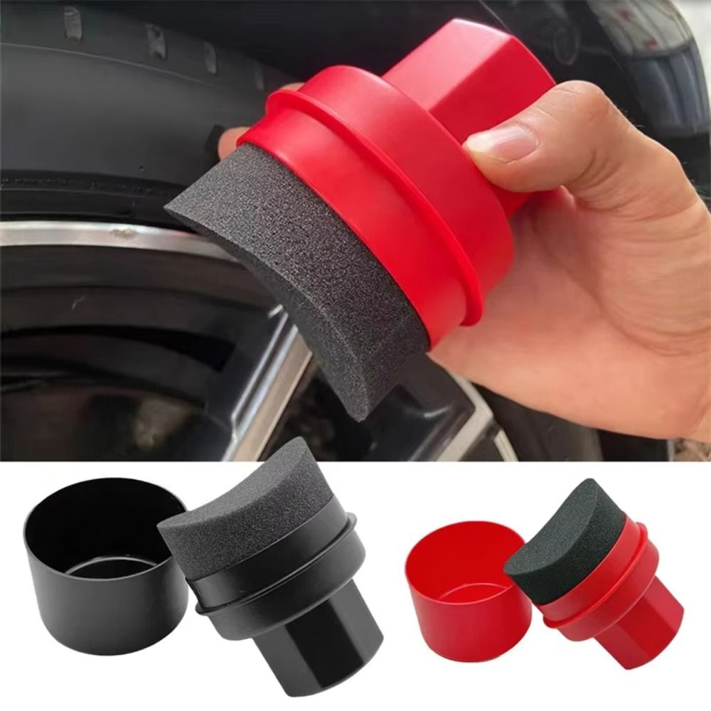Wax Applicator Pad - カーブ型タイヤ研磨スポンジ（カバー付き）再利用可能なオートタイヤワックス塗布器 車用クリーニングパッド