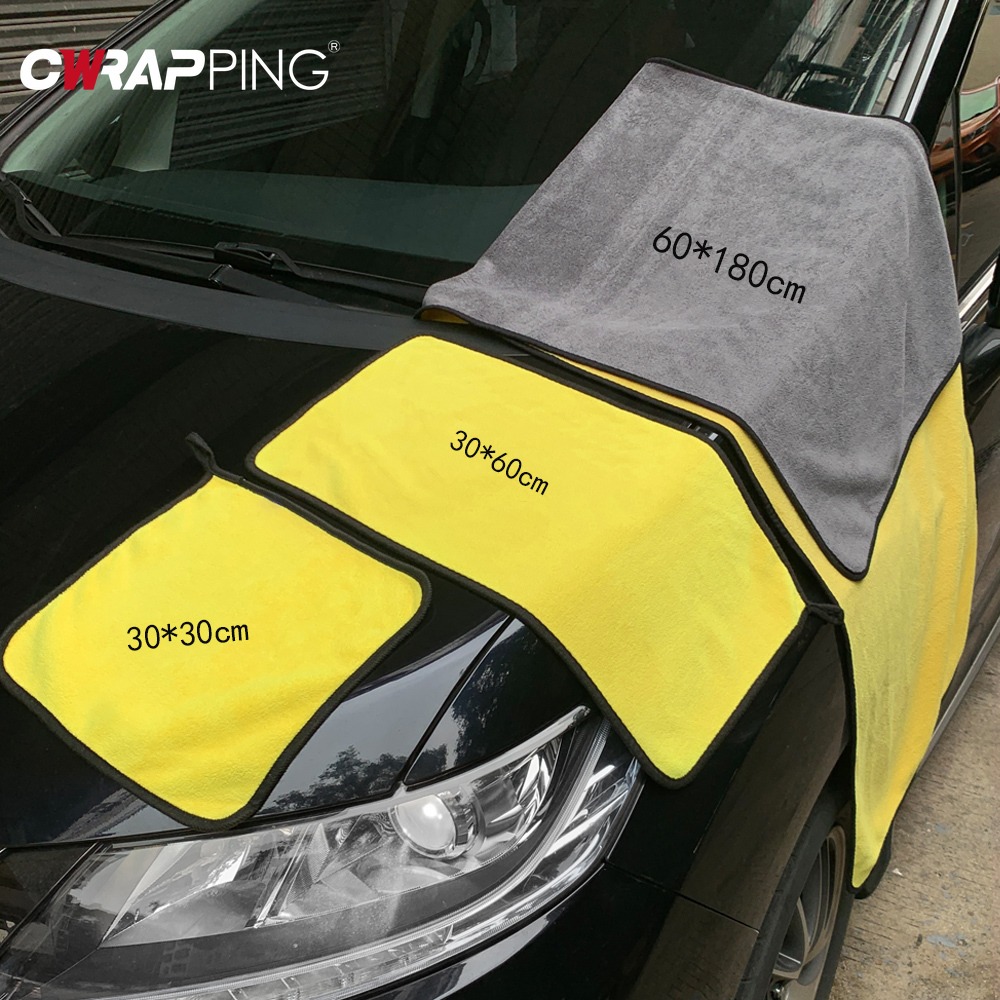 Microfiber Towel Detailing - 洗車用マイクロファイバー厚手タオル,クリーニングツール,乾燥布,家庭用ぼろきれ,ディテール用品,カーアクセサリー,1個,2個