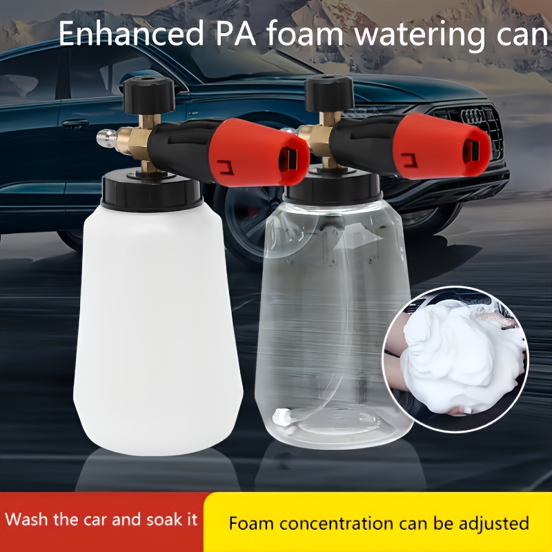 Pressure Washer Foam Gun - 高圧洗車フォームキャノンガン、1/4インチクイックコネクト、1L/0.264ガロン容量、赤黒ハウジング＆透明ボトル（EF用）