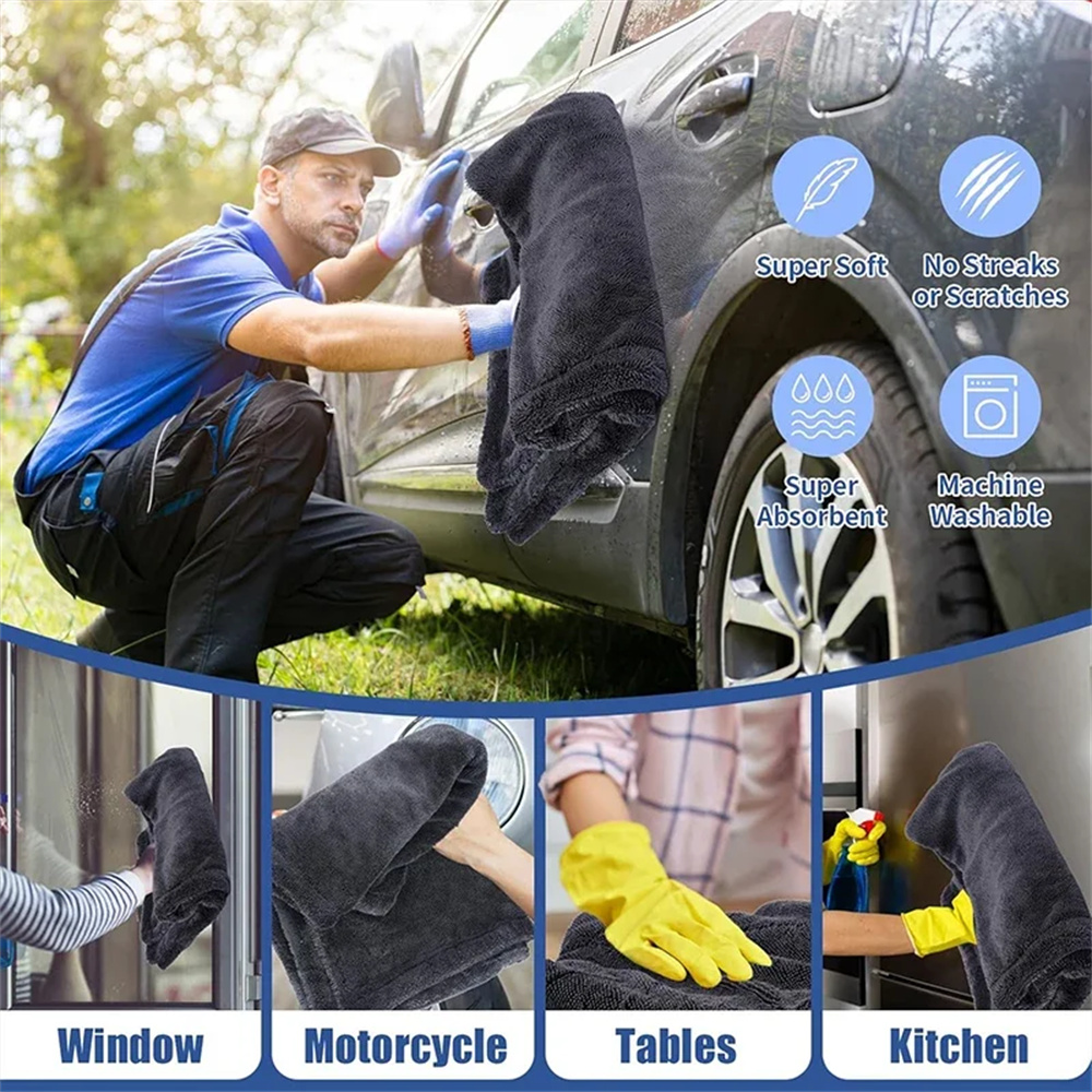 マイクロファイバー洗車タオル 車の清掃乾燥布 縁取り加工 車 - Microfiber Towel Detailing のレビューと価格
